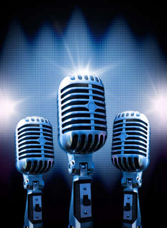 Background musical with retro microphoneの写真素材