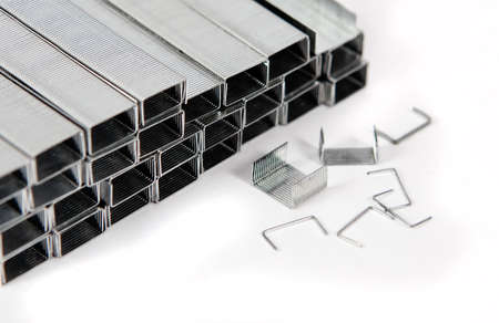 Industrial image of several Staples isolated in whiteの写真素材