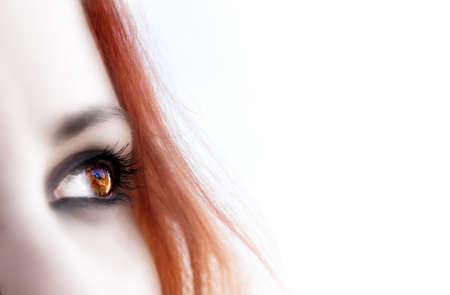 redhead girl  looking with copy spaceの写真素材