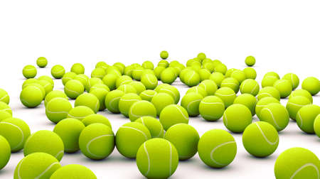 Many tennis ball isolated on white の写真素材