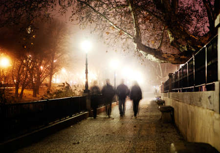 Night city image and people walkingの写真素材