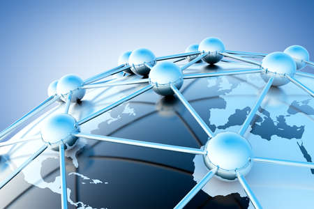 Networking  and internet concept with globe world mapの写真素材