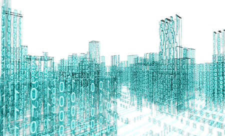 3d abstract architecture concept.Binary Languageの写真素材