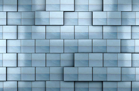 3d blue tile wall backgroundの写真素材
