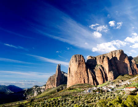 idyllic landscape,canyon and mountains dreamscape at Spain,Riglos.の写真素材