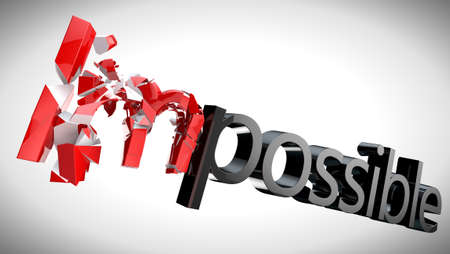 Impossible text isolated over white
