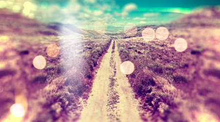 Abstract landscape scenery.Path and sunsetの写真素材