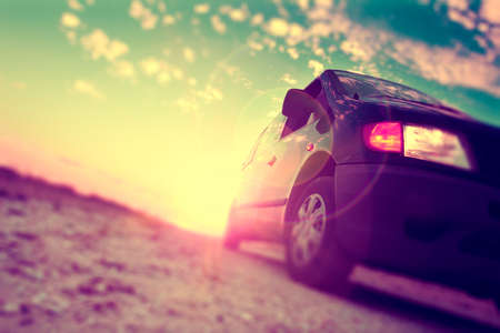 Car and road.Driving in country road.の写真素材