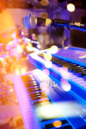 Live music background.Concert and music festival.Instrument on stage and bandの写真素材