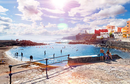 Scenery beach coast village in Canary islands.Spain travel and adventures break the world get around.のeditorial素材