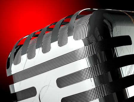Close up image of retro microphone.Music background and sing conceptの写真素材