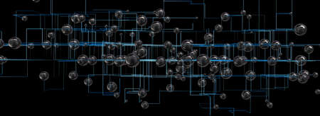 Technology and digital concept 3d illustration.Internet and science modern design.Mesh and net abstract structure.の写真素材