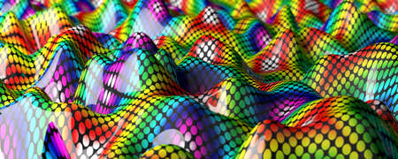 Waves and curl pattern with vibrant colored.Abstract colorful background.3d illustrationの写真素材