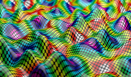 Waves and curl pattern with vibrant colored.Abstract colorful background.3d illustrationの写真素材