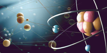 Abstract 3d illustration of science innovation and modern technology.Science and technology background.Mesh and net designの写真素材