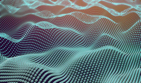 Science and technology concept.Dots and waves.Abstract mesh and stucture background.3d illustration.の写真素材