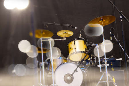 Live music background. Drumset on stage.Concert and show entertainmentの写真素材