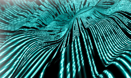 Computing and technology background.Wave and virtual surface.3d illustrationの写真素材