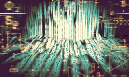 Computing and technology background.Wave and virtual surface.3d illustrationの写真素材