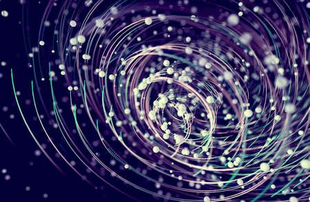 Sciece and technology concept. Lines and dots. Geometric shape and mesh design.Abstract twirl or...
