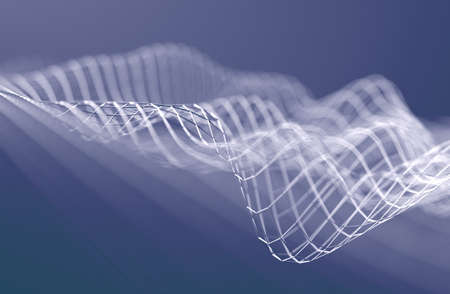 Abstract connecting dots and lines. Close up science and technology dark background.Mesh or net with...