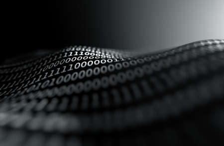 Matrix and binary language abstract background. Technology and computer graphic concept.Binary code close up design.3d renderingの写真素材