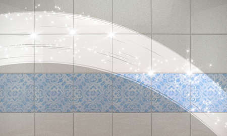 background cleaning concept and housework.Clean tile wall bathroom background.3d illustrationの写真素材