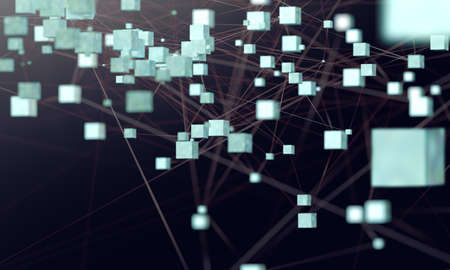 Network and data net system abstract background.Structure and connection.3d illustration.Futuristic...