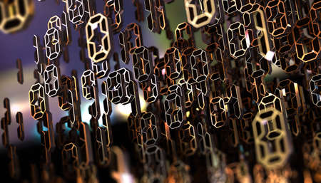 Binary code and machine data in screen.Technology and computing