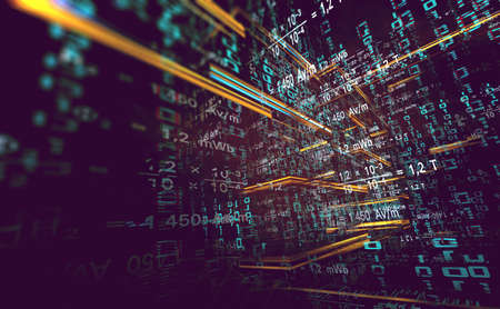 Wallpaper of binary code concept pattern and big data structure.Net and source code.の写真素材