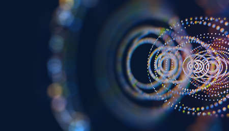 Block chain and technology abstract concept.Polygonal pattern with dots and lines.の写真素材