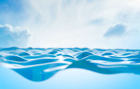 Sea and ocean background,Waves and blue sky over the horizon.3d illustrationの写真素材