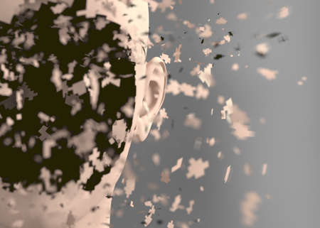 Concept of depression and psychological personality problems.3d illustration broken face