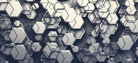 White design pattern.Hexagons and grid surface.Abstract geometric background