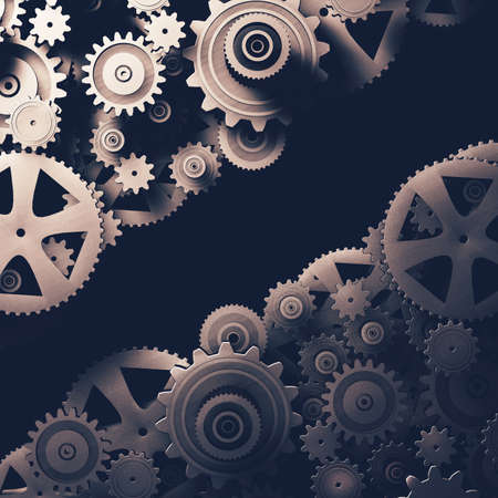 Industrial and mechanical background. Engine and technology concept.Gear cog background.3d illustrationの写真素材
