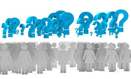 Question mark and woman icon shape.Problem and solution concept.3d illustrationの写真素材