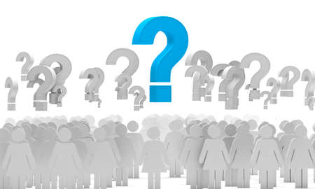 Question mark and woman icon shape.Problem and solution concept.3d illustrationの写真素材