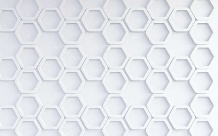 White design pattern.Hexagons and grid surface.Abstract geometric background