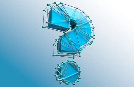 Networking and communication questions.3d illustration.Question mark and concept of science and...