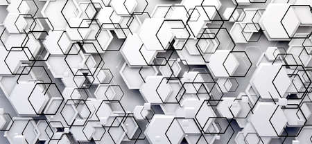 White design pattern.Hexagons and grid surface.Abstract geometric backgroundの写真素材
