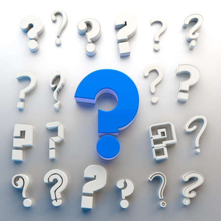 Questions mark isolated over white background.Concept of doubts and questions.Many questions icon.3d...