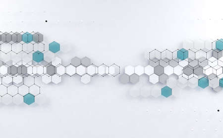 Geometric shapes in white and blue color.Futuristic circuit high computer net business backgroundの写真素材