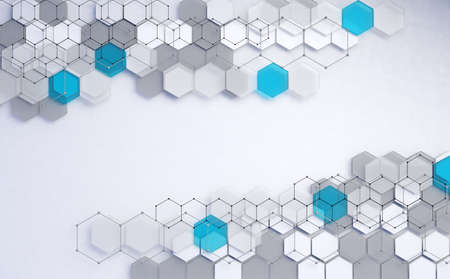 Geometric shapes in white and blue color.Futuristic circuit high computer net business backgroundの写真素材