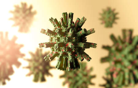 3d illustration of infectious viruses and bacteria.Coronavirus COVID-19の写真素材