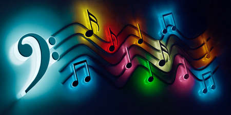 Song and melody concept.3d illustration for music festivals and jazz and pop concerts. Leisure and night entertainment.の写真素材