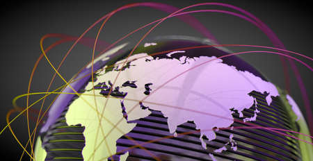 3d illustration and concept of international logistics of agreements and international business. Networks and companies around the worldの写真素材