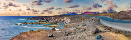 Scenic landscape Los Hervideros lava's caves in Lanzarote island,landmark in Canary islandsの写真素材