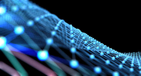 Network and data net system abstract background.Structure and connection.3d illustration
