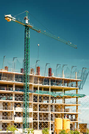 Construction and real estate industry. Sunset and foundation structure of houses.の写真素材
