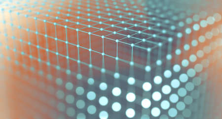 Mesh or net with lines and geometric shapes detail.3d illustration